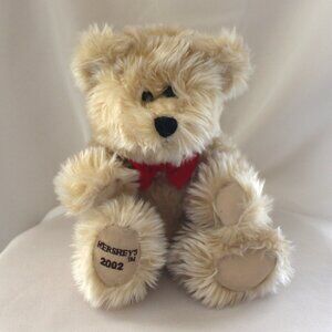 Vintage Hershey's 2002 7.5" Plush Beige Teddy Bear with Red Bow Tie